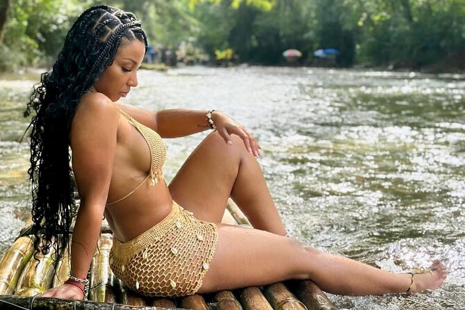 Bamboo Rafting with Limestone Foot Massage Montego Bay - Stepping onto the 30-foot bamboo raft