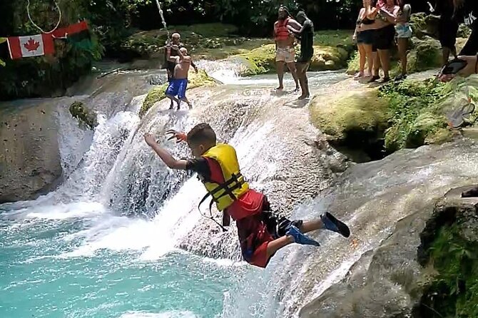 Dunns River Falls & Blue Hole Combo from Montego Bay with Pick Up - Blue Hole jumps, rope swings, and Secret Falls
