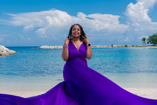 Flying Dress Photoshoot at Doctors Cave Beach Montego Bay Jamaica - Doctors Cave Beach as your backdrop