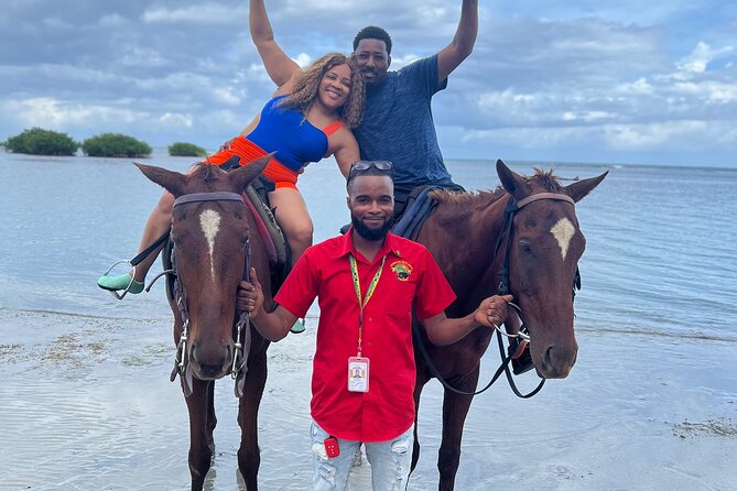 Horseback Riding In The Ocean from Montego Bay Private Transfer - Meeting the guides and getting ready to ride