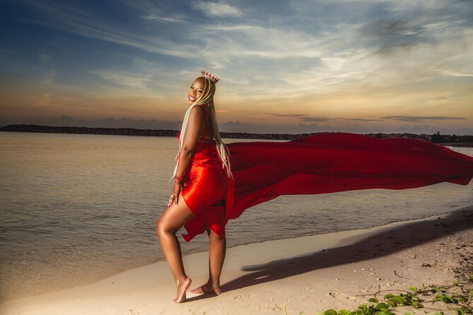 Jamaica Flying Dress Photoshoots - Doctor’s Cave Beach gives the pictures their setting