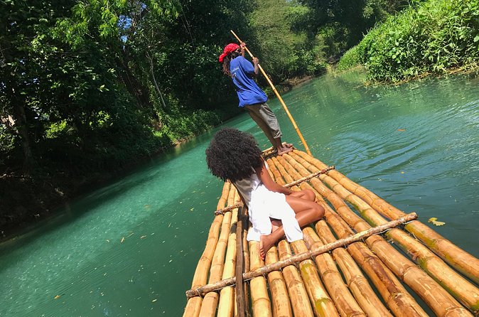 Martha Brae Rafting from Montego Bay with Private Transportation - Boarding the 30-foot bamboo raft