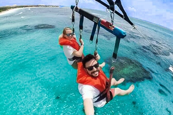 Parasailing above Turquoise Ocean Waters in Montego Bay - Getting ready for the parasail